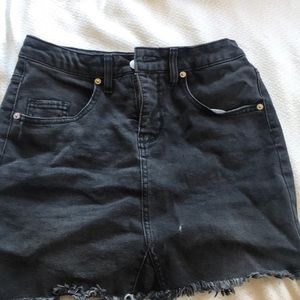 high waisted black mini skirt